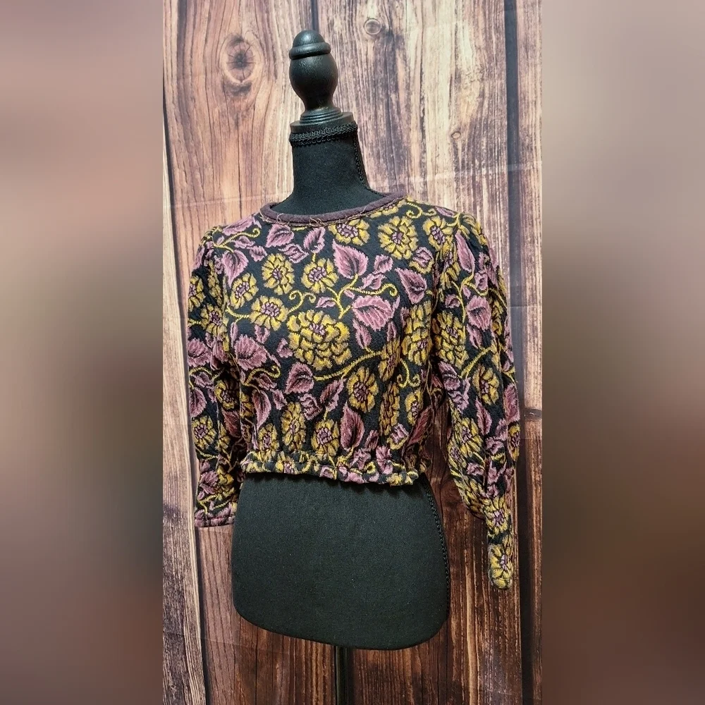 Free People Floral Cropped Womens Embroidered Top Size Xs!